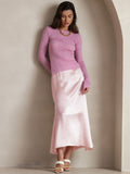 SilkSilky CA 19Momme Silk Skirt Pink 007