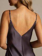 [Purple Gray] SilkSilky-CA Spaghetti Strap V Neck Nightgown 005