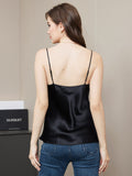 SilkSilky-CA Pure Silk Sleeveless V Neck Camisole Black 002