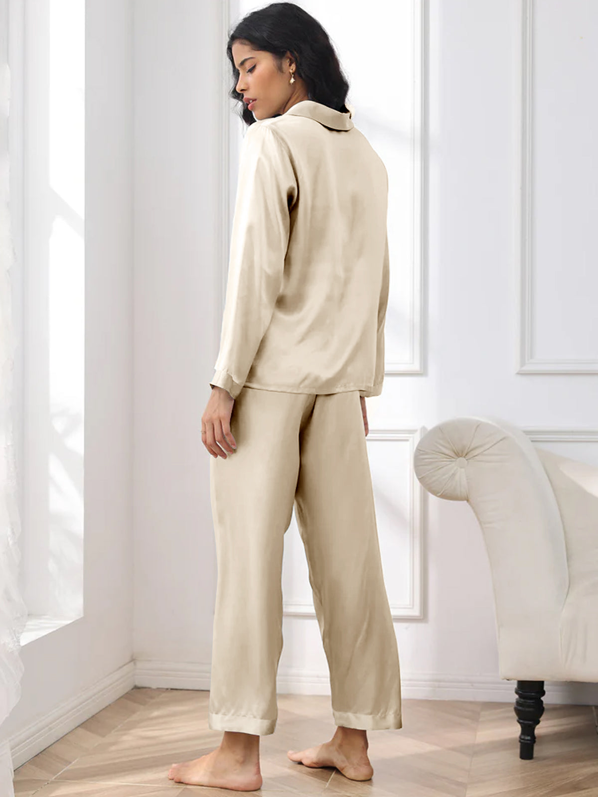 [Champagne] SilkSilky-CA Pure Silk Womens Pajamas 002