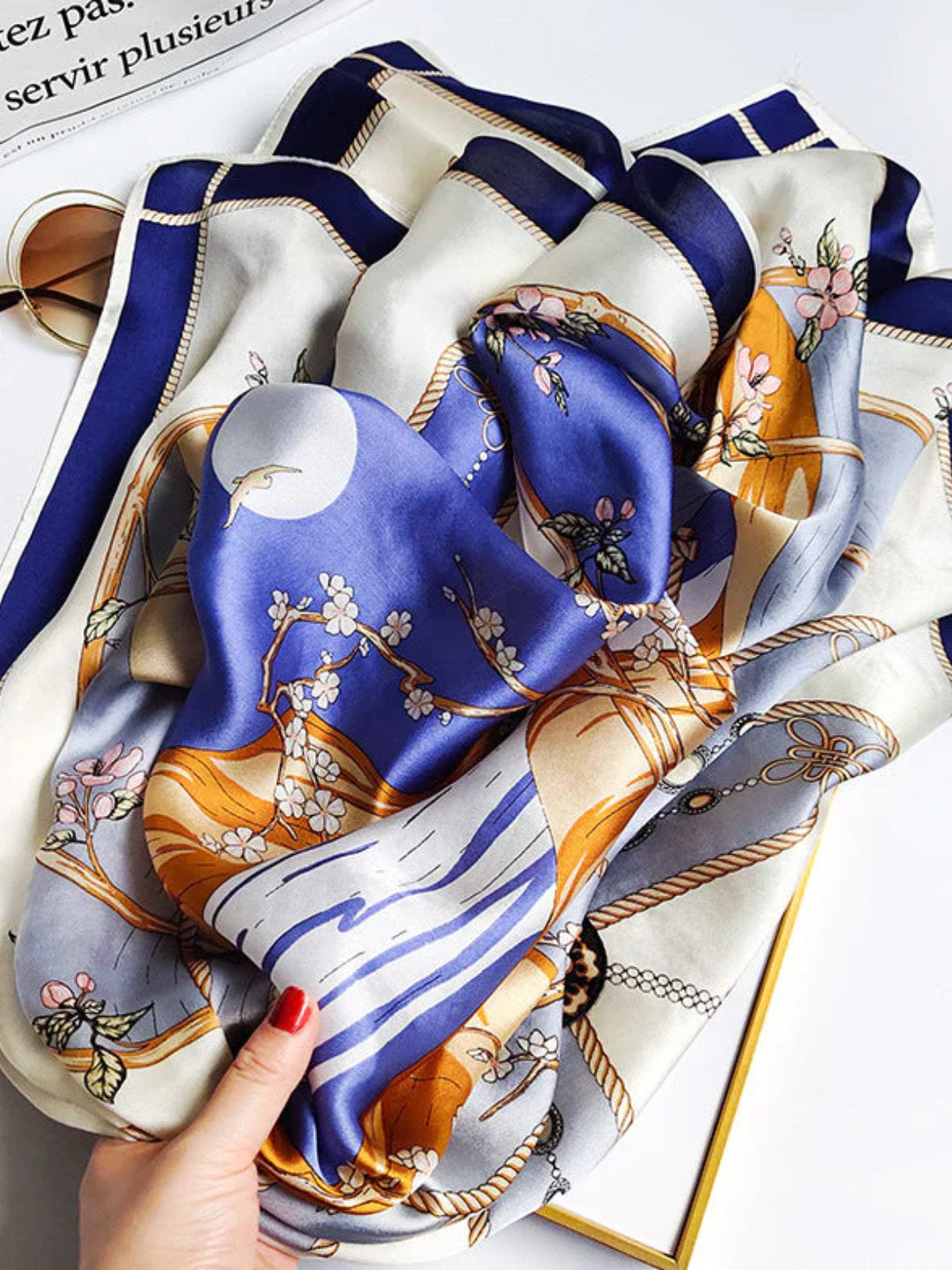 SilkSilky CA Pure Silk Scarf Blue 011