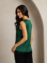 [Dark Green] SilkSilky-CA Sleeveless Round Neck Camisole 002
