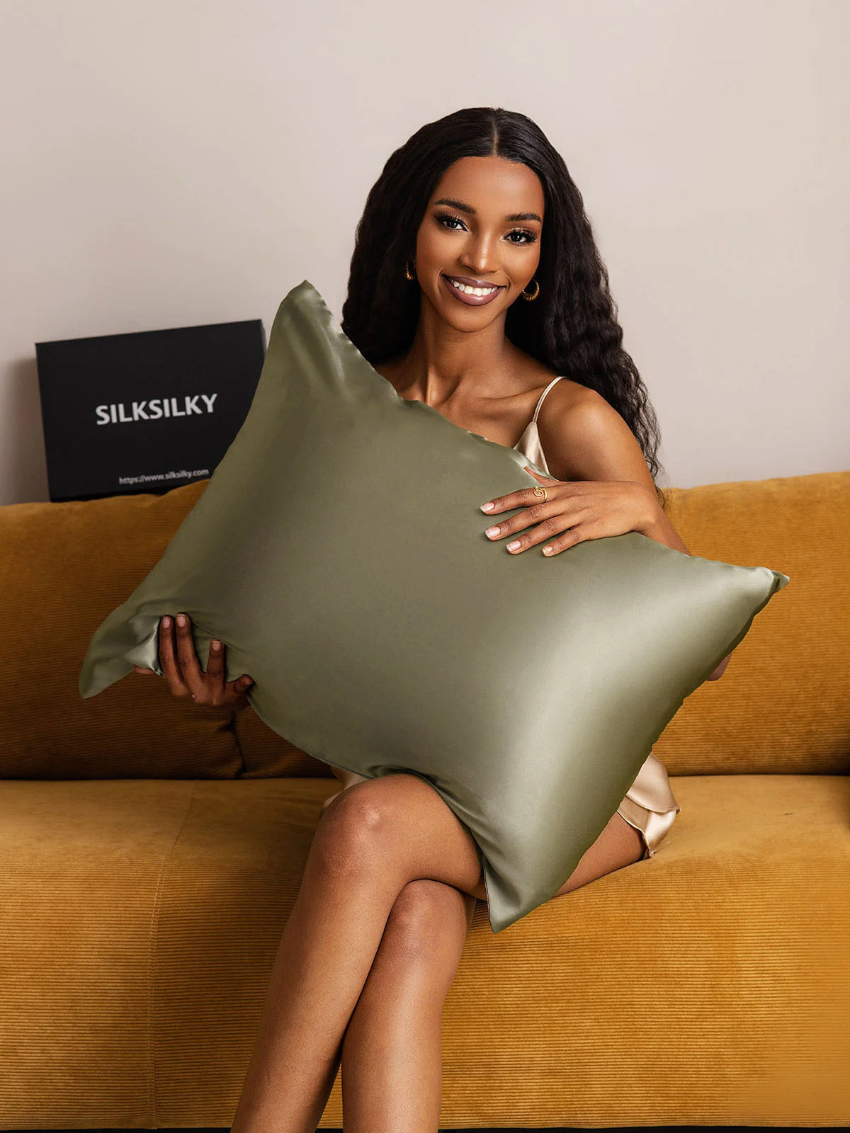 [Olive Green] SilkSilky-CA 22Momme Pure Silk Pillowcase 003