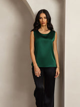 [Dark Green] SilkSilky-CA Sleeveless Round Neck Camisole 003