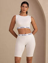 [White] SilkSilky-CA Sleeveless Crew Neck Women's Outfit Sets 001