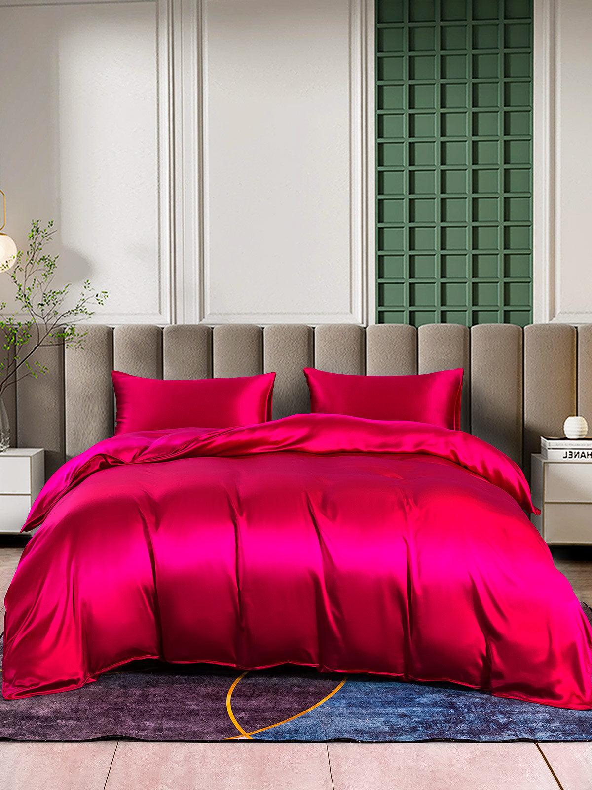 SilkSilky CA 25Momme Pure Silk Bedding Set Wine 005