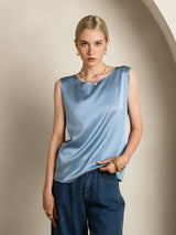 [Grayish Blue] SilkSilky-CA Sleeveless Round Neck Camisole 001