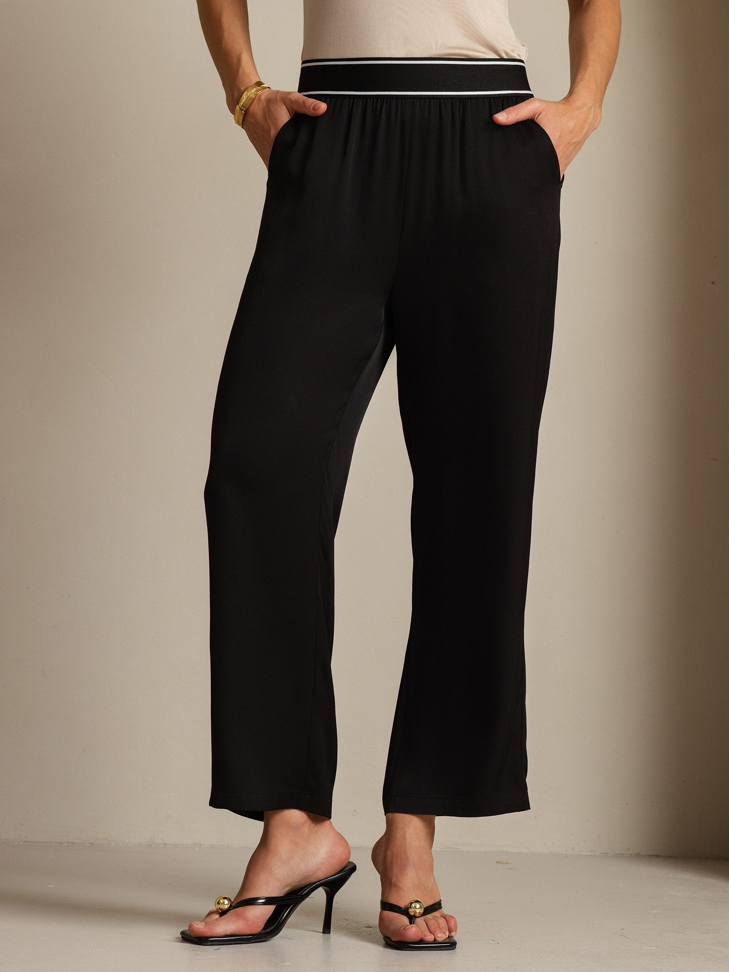 [Black] SilkSilky-CA 22Momme Silk Womens Pants 001