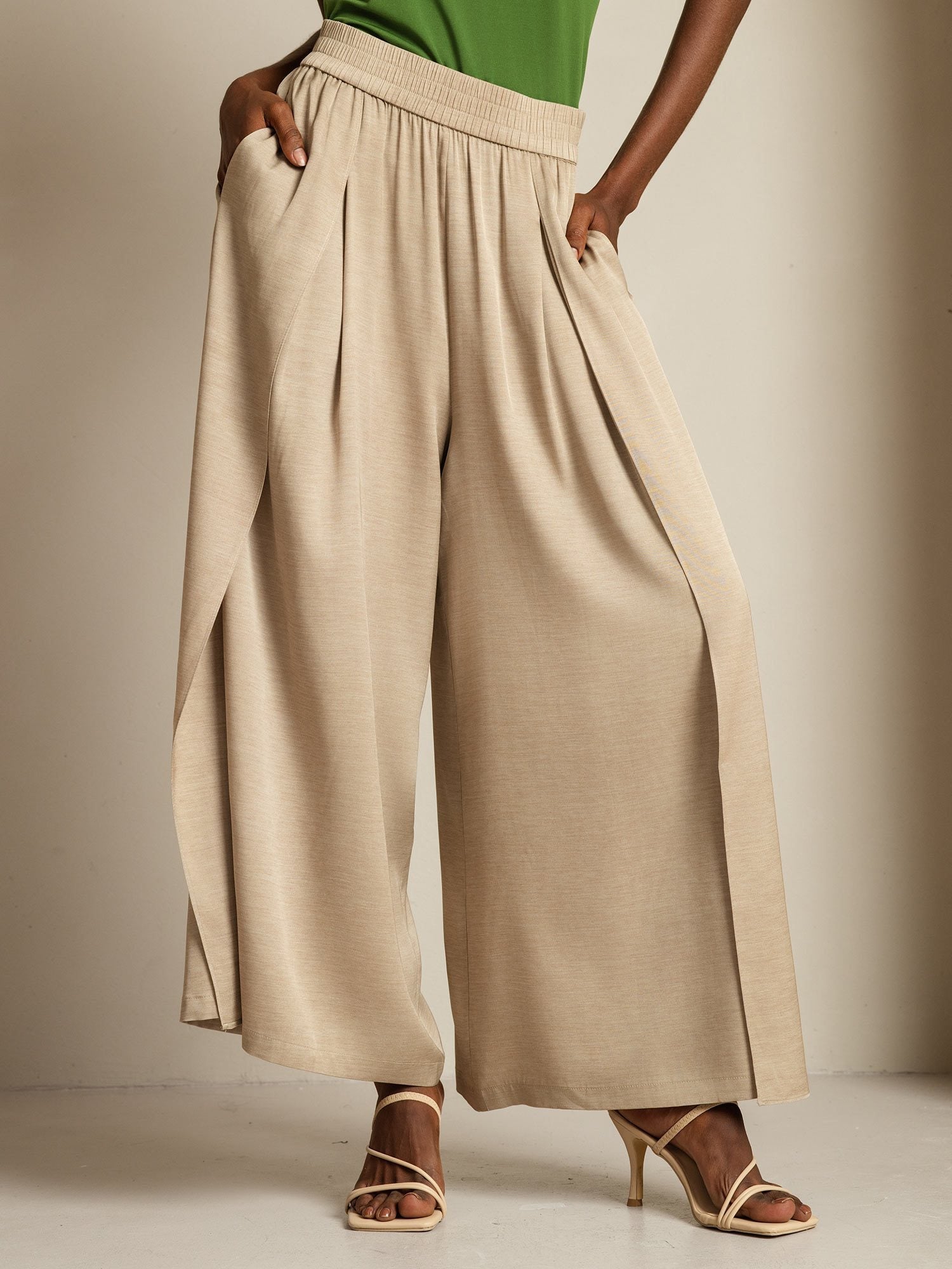 [Tan] SilkSilky-CA 19Momme Silk Womens Pants 001