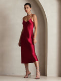 SilkSilky-CA Pure Silk Sleeveless Round Neck Dress Wine 006