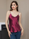 SilkSilky-CA Pure Silk Sleeveless V Neck Camisole Fuchsia 003