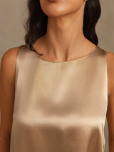 [Champagne] SilkSilky-CA Sleeveless Women's Pajamas 004