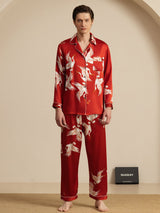 [Wine] SilkSilky-CA Long Sleeve Notch Collar Men's Pajamas 003