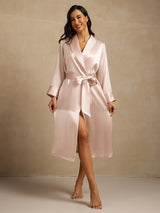 [Pink] SilkSilky-CA Pure Silk Collar Women's Robe 006,