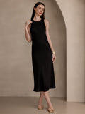 SilkSilky CA 19Momme Silk Sleeveless Round Neck Dress Black 006