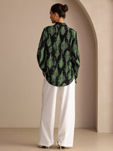 [Black Moss] SilkSilky-CA Long Sleeve Lapel Collar Blouse 002