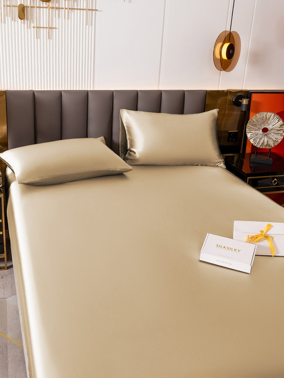 [Beige] SilkSilky-CA 19Momme Bedding Set 004