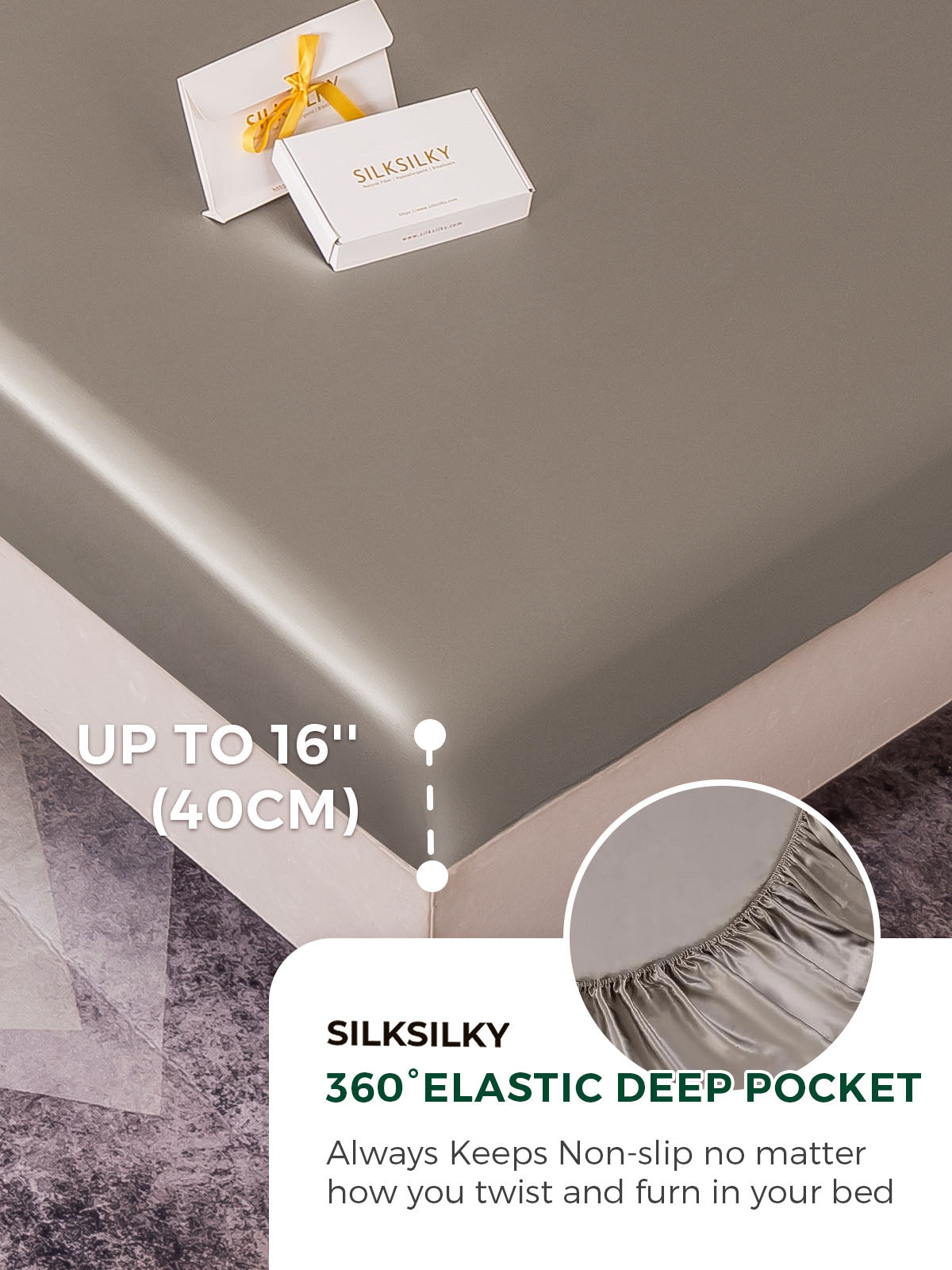 [Gray] SilkSilky-CA 19Momme Pure Silk Bedding Set 004