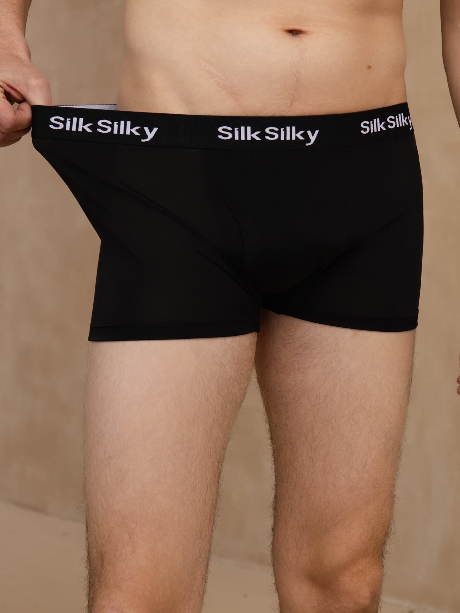 [Black] SilkSilky-CA 100% Silk Jersey Mens Underwear 003
