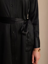 [Black] SilkSilky-CA Long Sleeve Lapel Collar Dress 003
