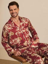 [Wine Dragon] SilkSilky-CA Long Sleeve Lapel Collar Men's Pajamas 007