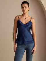 [Dark Blue] SilkSilky-CA Spaghetti Strap V Neck Camisole 003