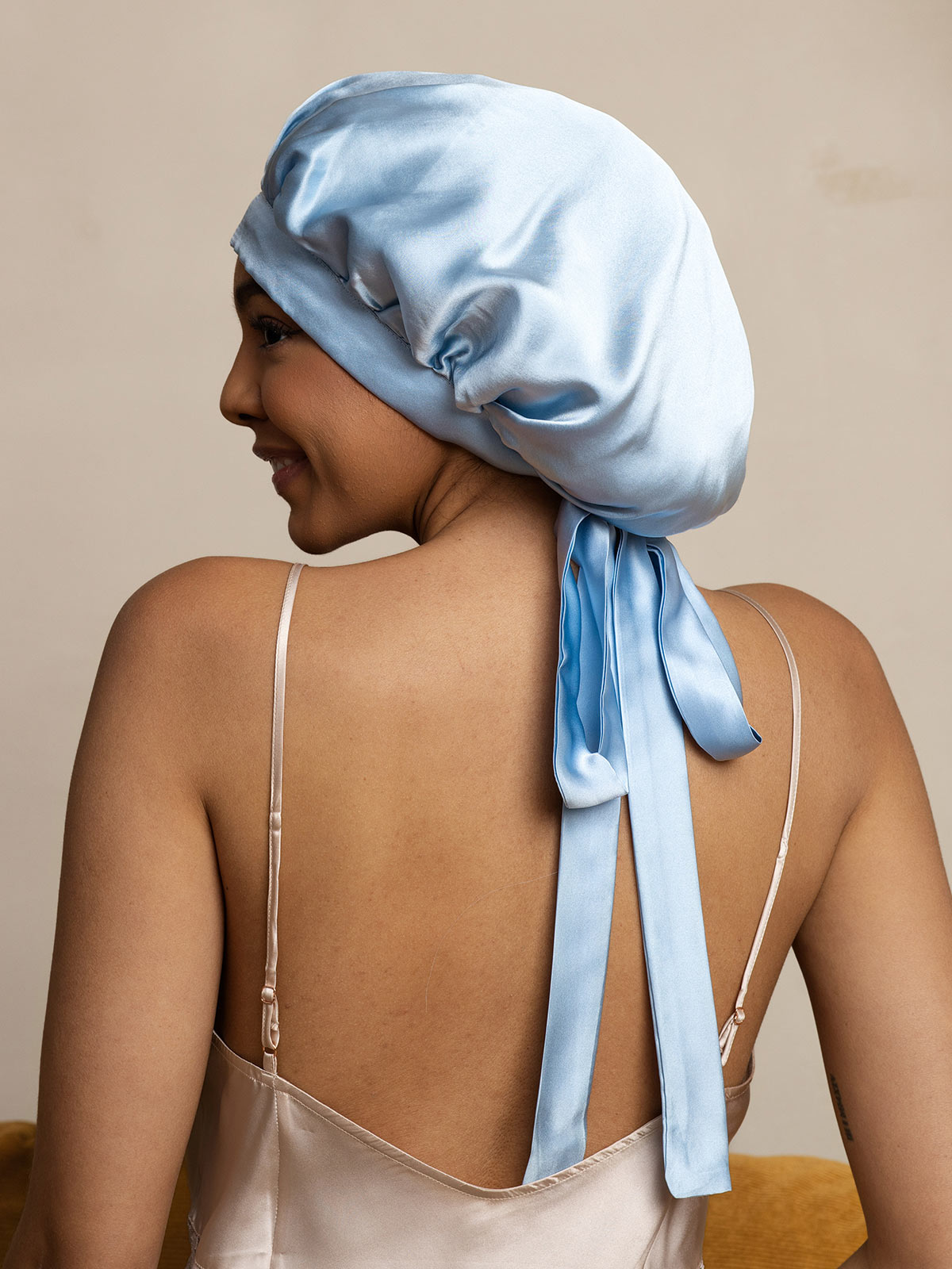[Light Blue] SilkSilky-CA Pure Silk Sleep Cap 005