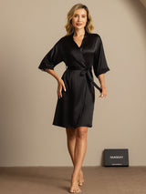 [Black] SilkSilky-CA Half Sleeve Women's Robe 005