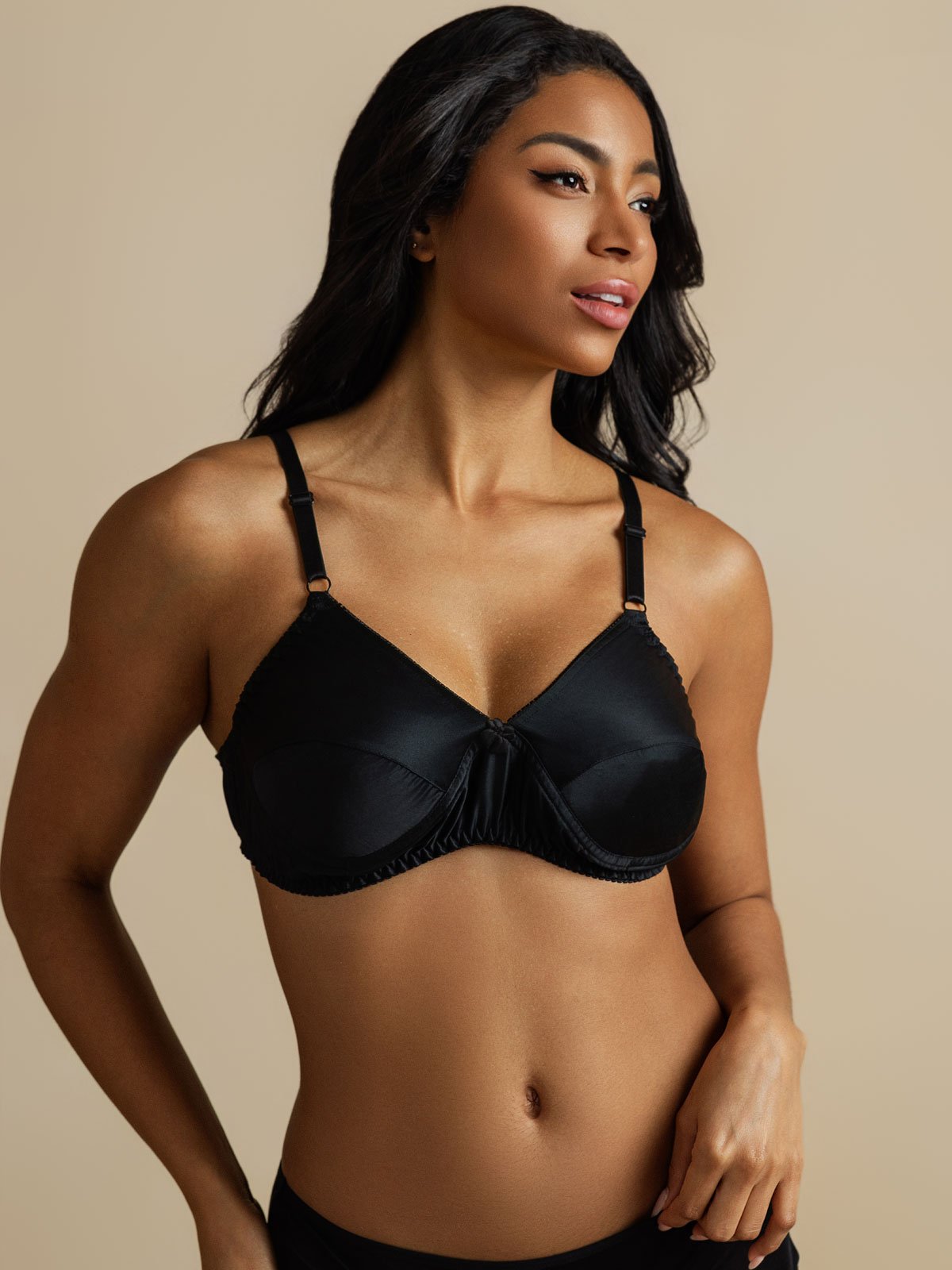 [Black] SilkSilky-CA Pure Silk Bra 001,