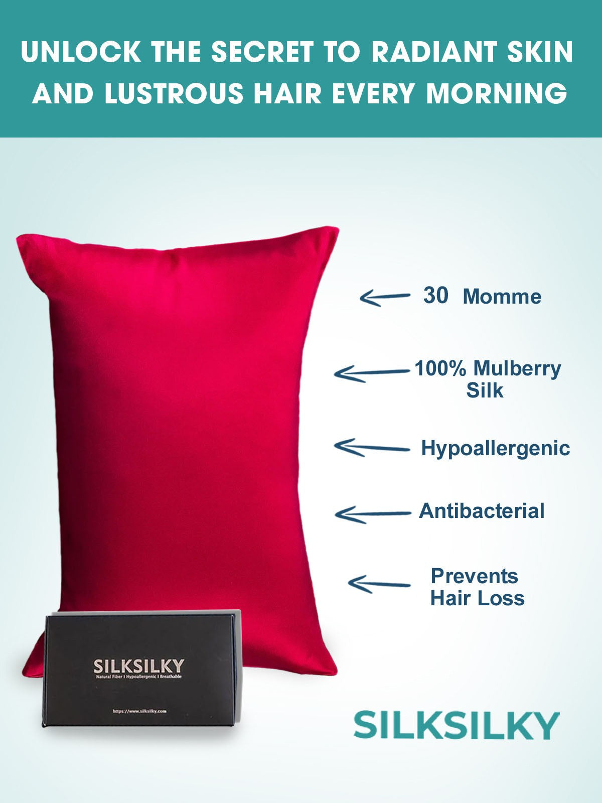 SilkSilky-CA 30Momme Pure Silk Pillowcase Wine 003