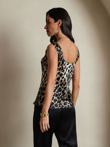 [Leopard] SilkSilky-CA 19Momme Silk U Neck Camisole 002,