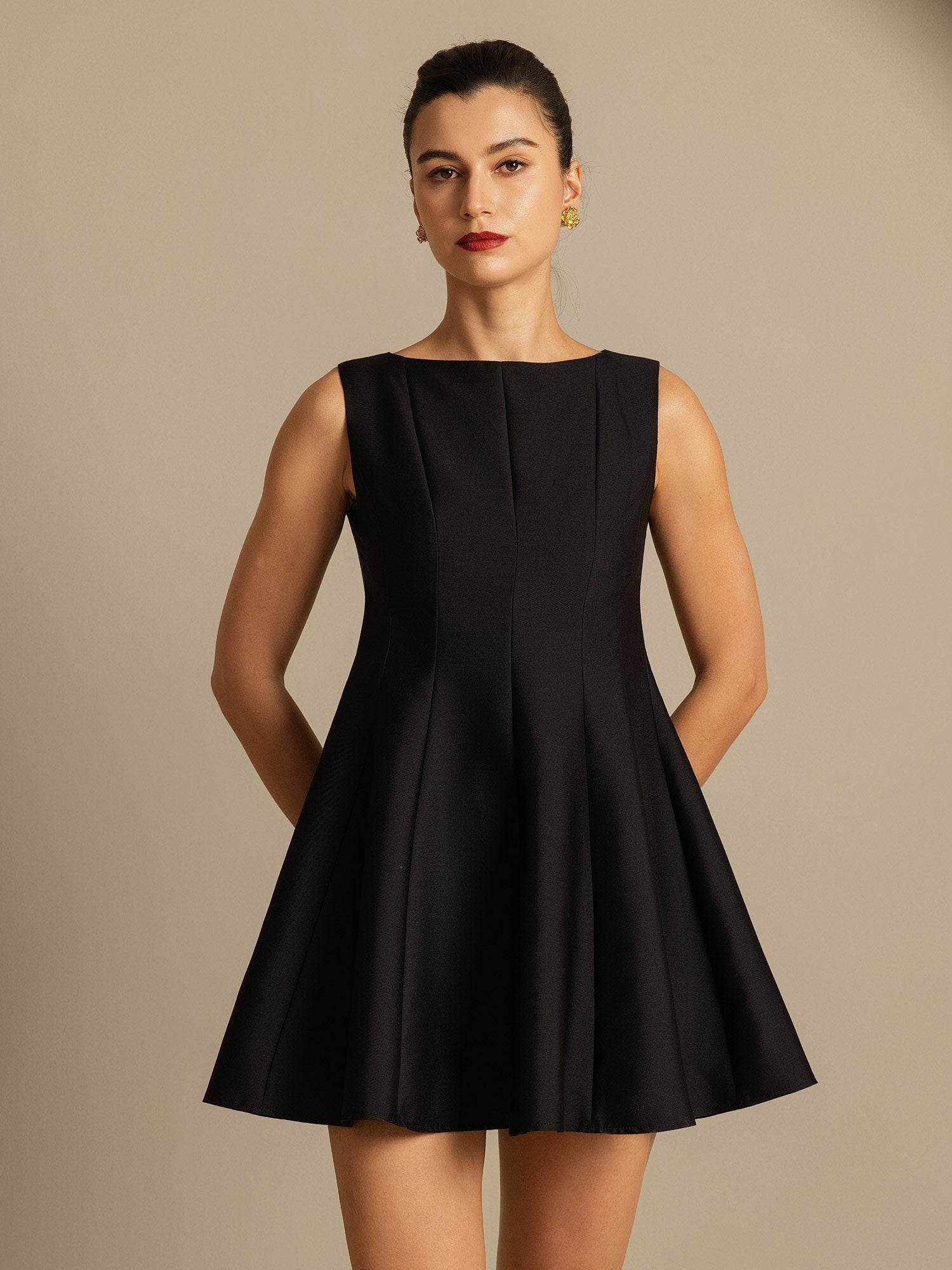 [Black] SilkSilky-CA 32Momme Silk-Wool Blend Dress 006,