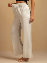 [White] SilkSilky-CA 19Momme Machine-Washable Silk Women's Sleep Pants 004