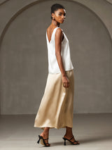 [White] SilkSilky-CA Sleeveless V Neck Camisole 003
