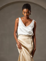 [White] SilkSilky-CA Sleeveless V Neck Camisole 005