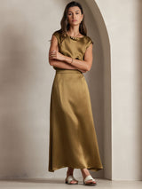 [Brown] SilkSilky-CA Cap Sleeve Round Neck Women's T-Shirt 007
