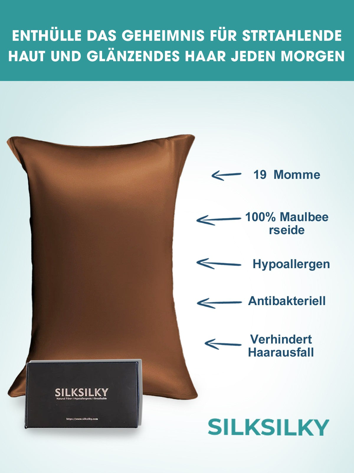 [Coffee] SilkSilky-CA 19Momme Pure Silk Pillowcase 002