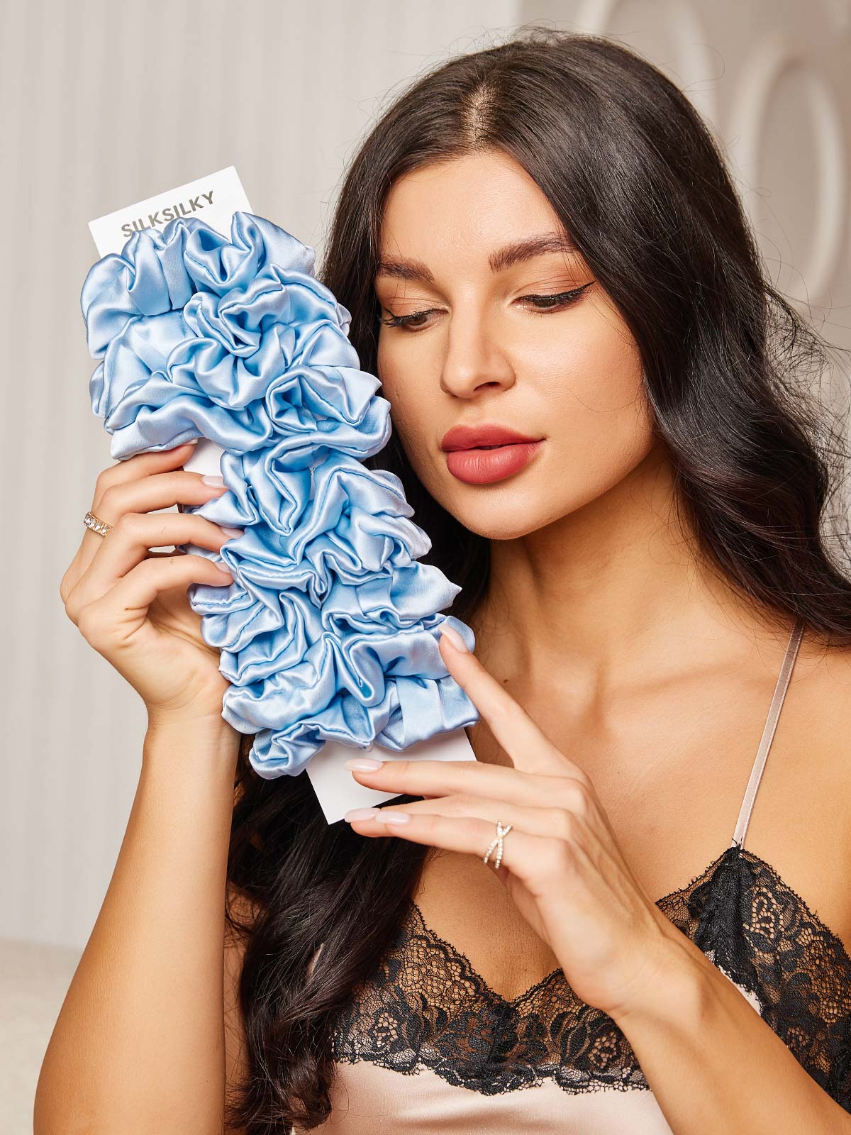 [Sky Blue] SilkSilky-CA 19Momme Pure Silk Scrunchie 001