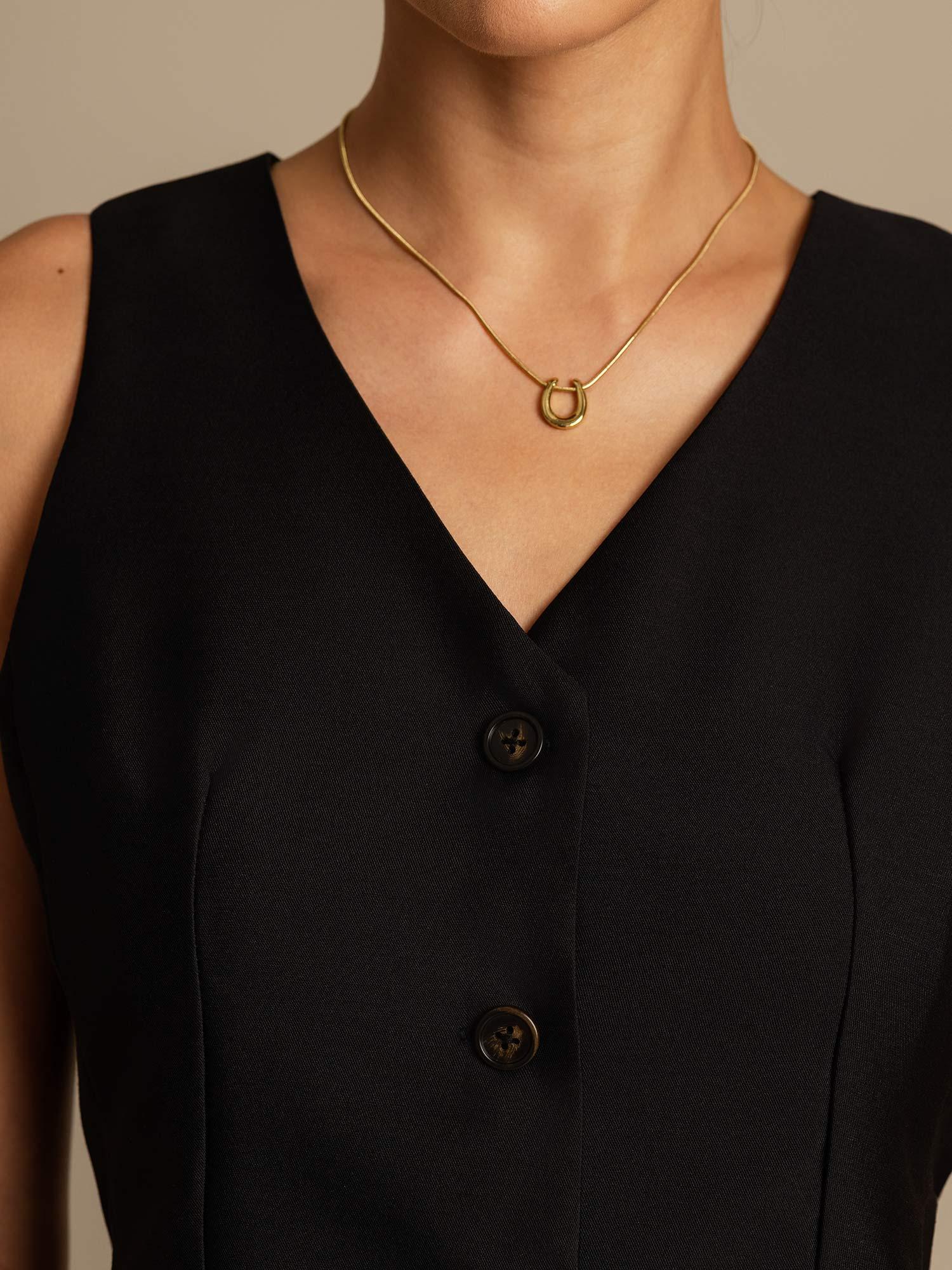 [Black] SilkSilky-CA 32Momme Silk-Wool Blend V Neck Women's Vest 004,