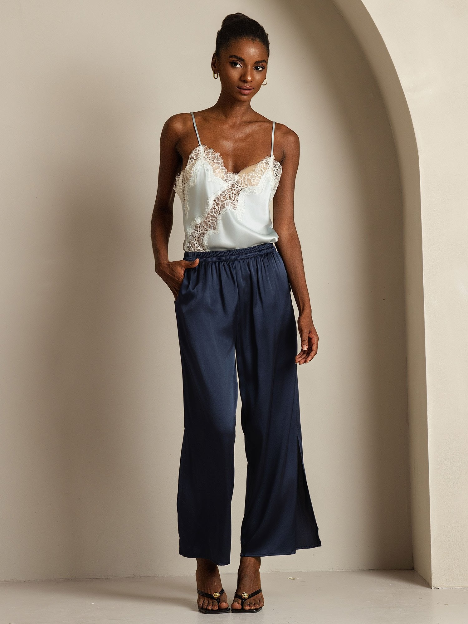 [LightBlue] SilkSilky-CA Pure Silk Camisoles 009