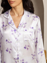 [Lilac Bloom] SilkSilky-CA Pure Silk Notch Collar Women's Pajamas 005,