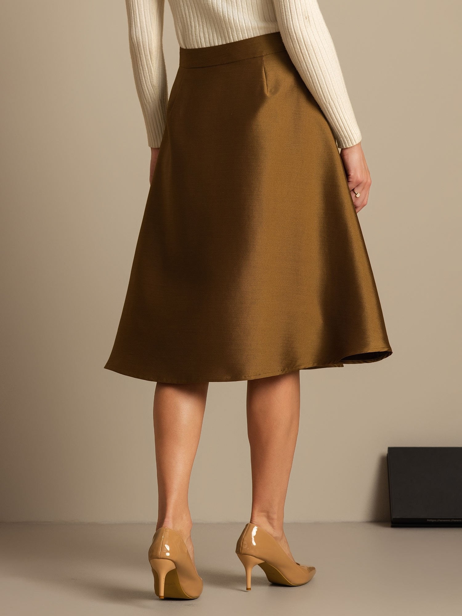 [Bronze] SilkSilky-CA 32Momme Silk-Wool Blend Skirt 002,