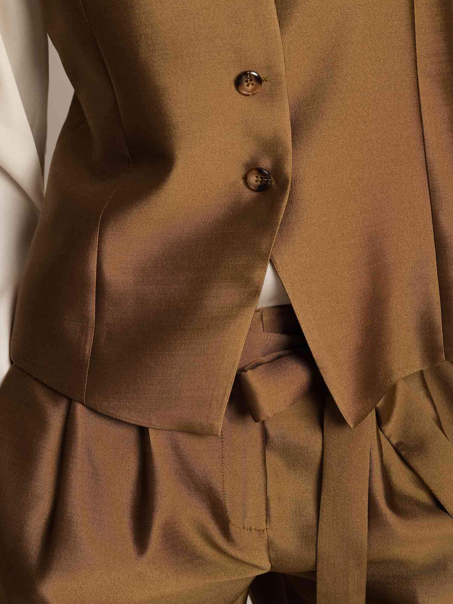 [Bronze] SilkSilky-CA 32Momme Silk-Wool Blend Womens Vest 005,