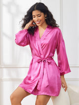 [Rose Red] SilkSilky-CA 3/4 Sleeve Women's Robe 006