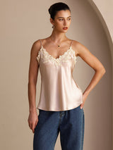 [Pink] SilkSilky-CA Spaghetti Strap V Neck Camisole 001