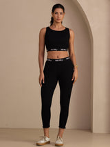 [Black] SilkSilky-CA Sleeveless Crew Neck Women's Outfit Sets 001
