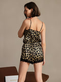 SilkSilky-CA Pure Silk V Neck Camisole Set Leopard 002