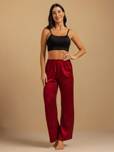 [Wine] SilkSilky-CA 19Momme Machine-Washable Silk Women's Sleep Pants 009