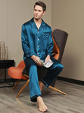 SilkSilky-CA-19Momme-Pure-Silk-Long-Sleeve-Lapel-Men's-Pajamas-Teal-006