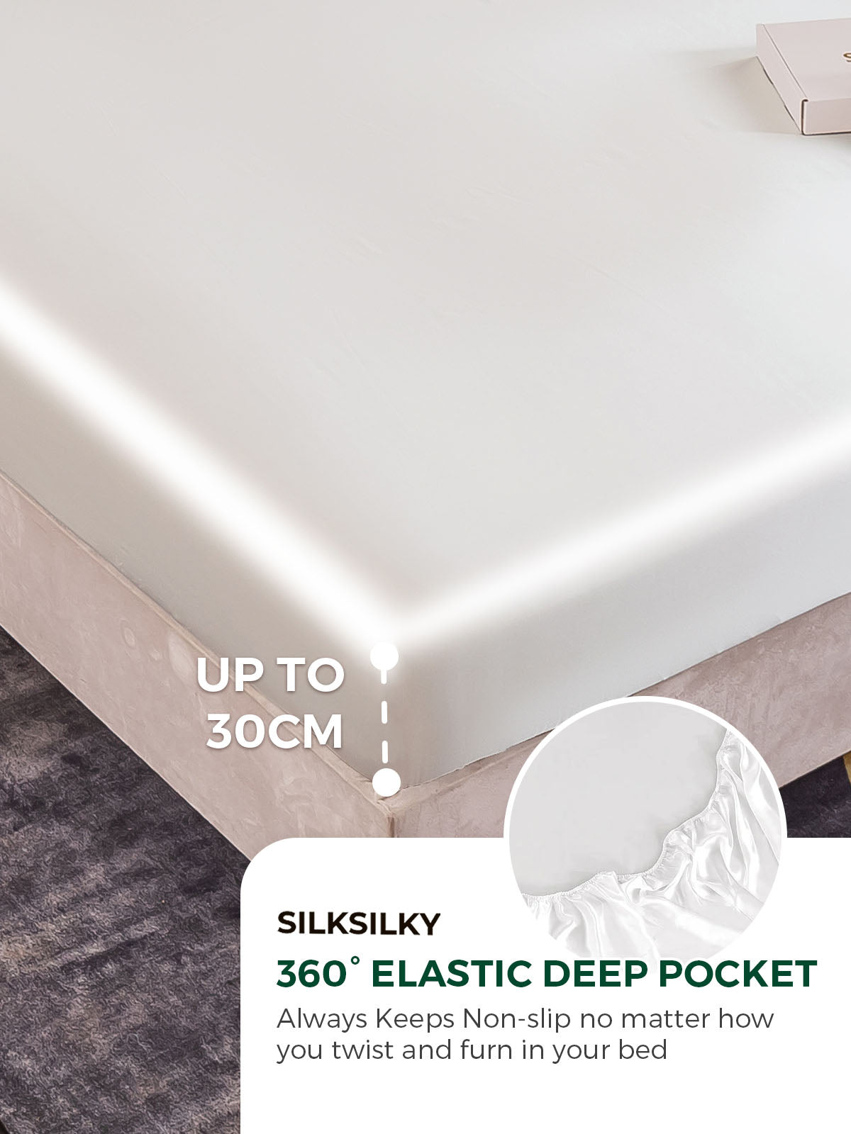 [White] SilkSilky-CA 19Momme Pure Silk Bedding Set 004